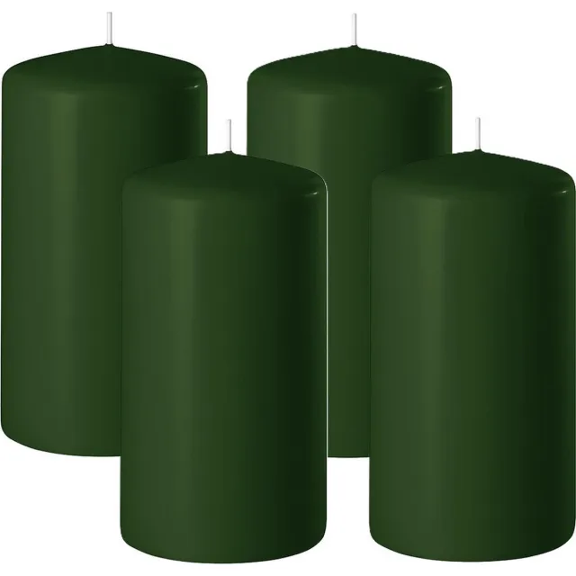 Enlightening Candles Cilinderkaars/stompkaars - 4x - donkergroen - D6 x H8 cm - 27 branduren - Dikke kaarsen - Voor kandelaar of plateau
