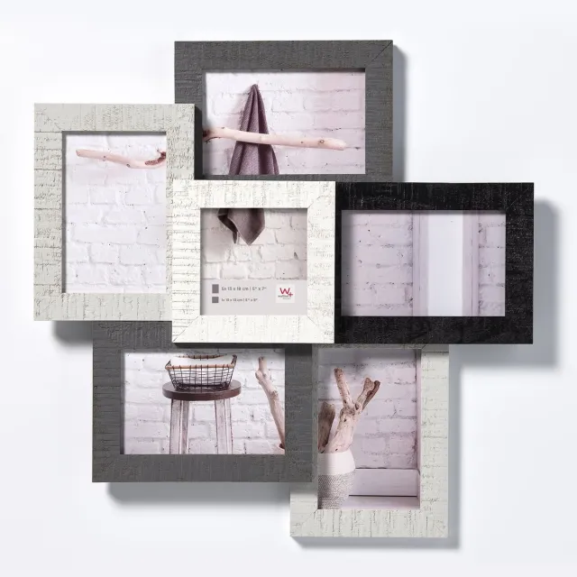 Walther Home - Houten lijst - Fotoformaat 5x13x18 cm + 1x13x13 cm - Kleuren mixed
