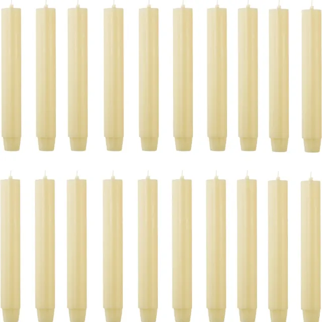 Rustik Lys dinerkaarsen pak van 20 stuks in de kleur Pala Banana Ø 2.6 x 18 cm H 20 100% Oekö-tex katoenen lont, RAL gecertificeerde paraffine Pale Banana