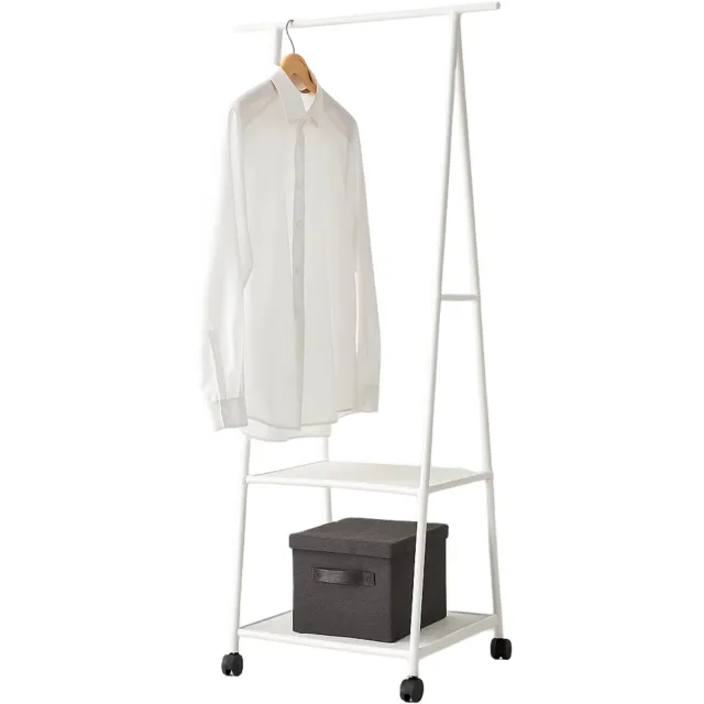 Lomera Kledingrek Op Wieltjes - Verrijdbaar Kledingrek - Metaal Kledingrek - Wit Kledingrek - Kledingrek Met Leggers - Non-Woven Planken - Zwenkwielen Met Rem - Opbergruimte Voor Kleding - Slaapkamer Accessoires - Draagbaar Kledingrek nvt