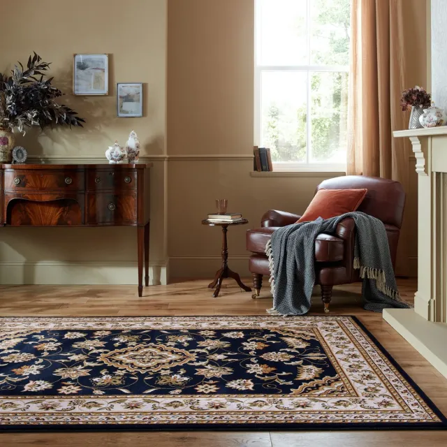 flycarpets Klassiek vloerkleed - Sandford Blauw 240 x 340 cm