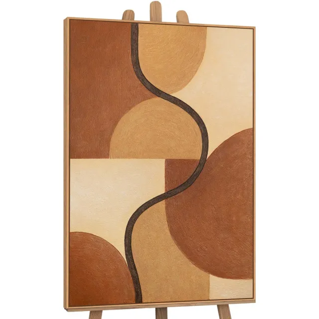 YS Canvas schilderij handgeschilderd intertwining forms abstract – YS-Art Gallery – Luxe wanddecoratie voor woonkamer – Modern schilderij voor slaapkamer en hal Wood