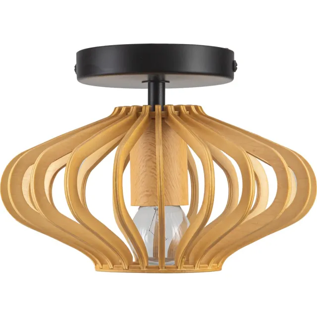 Expo Trading ETH Tess plafonniere E27 230v d220xh110mm Licht hout