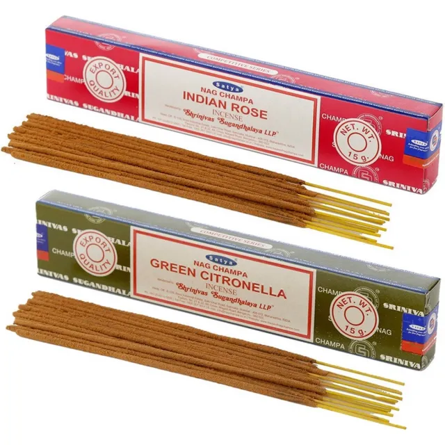 Satya Wierook cadeaus set - 2x geurstokjes - Rozen en Citronella geur - Meditatie Koraalroze