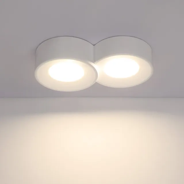 NETTLIFE Plafondlamp – Wit - GX53 Fitting - 2-Lichts - met Gips Lampkap - rond - Moderne Opbouwspot - voor Gang | Slaapkamer | Woonkamer – Zonder Lichtborn - Max.10W