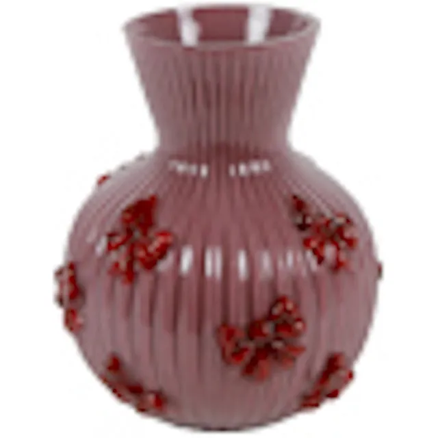 Countryfield Vaas met strik Noé paars/rood Smal roze