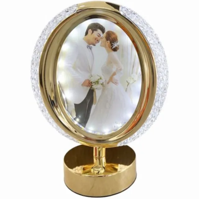 LUXALIVING Ovale Fotolijst met LED – Goud – Hangend – 3 Lichtkleuren