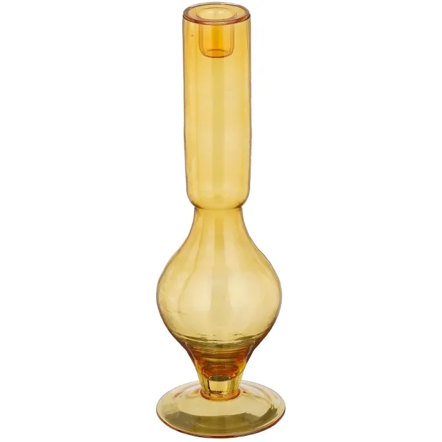 Mica Decorations Beorn Kandelaar - Gekleurd Glas - Elegante Sfeermaker Geel/Oker