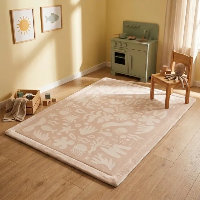 Little Olly Wasbaar speelkleed - Flo Beige - 120x160cm Crème