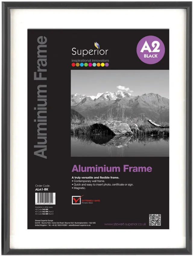 Seco fotolijst - A2 - 42 x 59.4cm - zwart geborsteld aluminium - 11mm frame