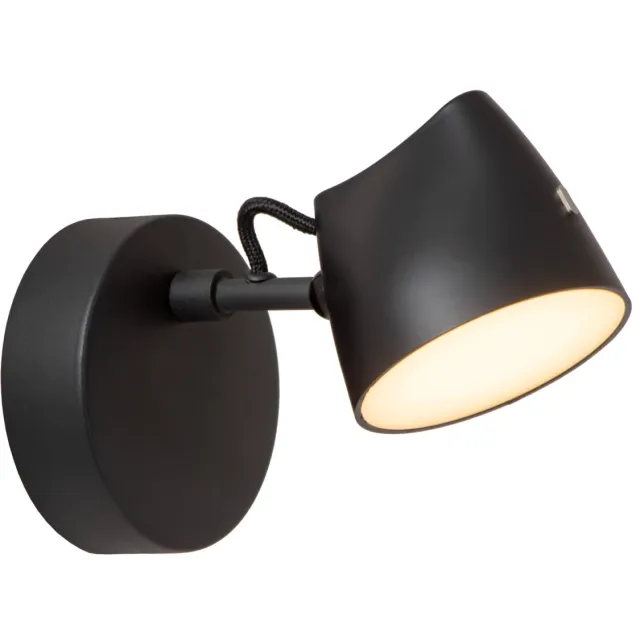 Lucide MILNE - Wandlamp - LED Dimb. - 1x8W 2700K - Zwart