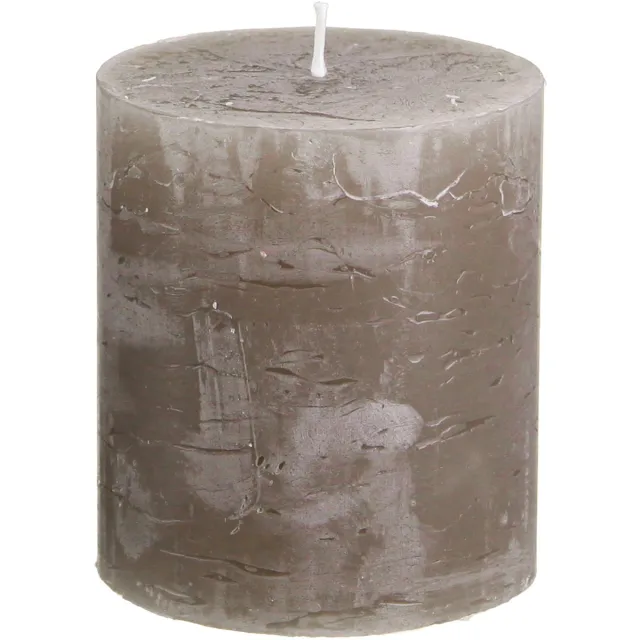 Viana Rustieke, effen bruine pilaarkaarsen, 70x80mm, set van 4; hoogwaardige