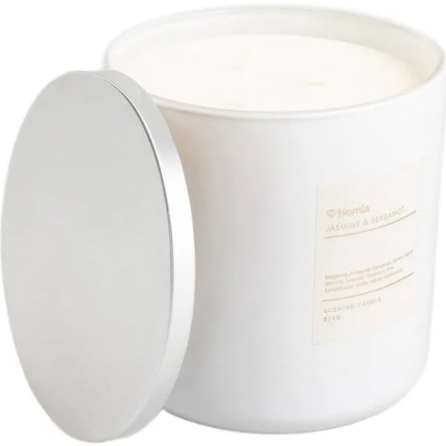 Homla Geurkaars - AURA - Jasmijn & Bergamot - 870 g Wit