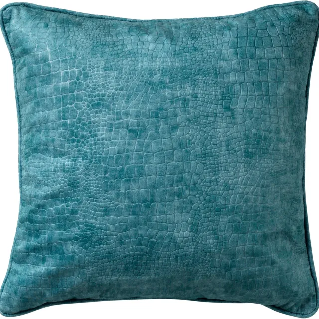 Dutch Decor SAMMY - sierkussen 45x45 cm - slangenprint - Nile Blue - blauw - Inclusief binnenkussen - Luxe kussens voor woonkamer & bank