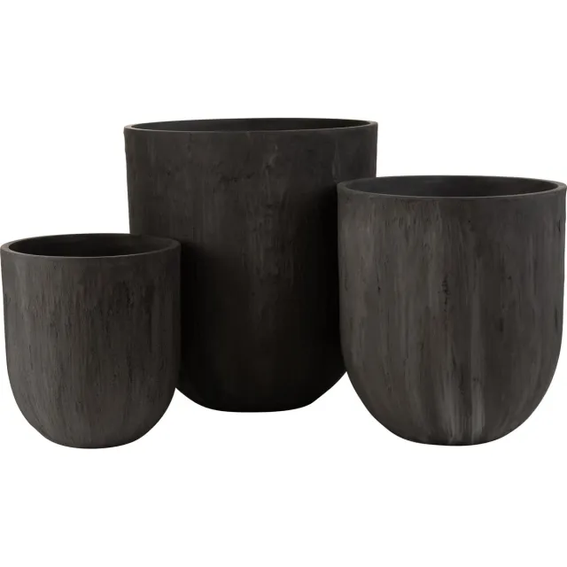 J-Line vaas Rond - keramiek - zwart - 3 stuks - Ø 55 cm