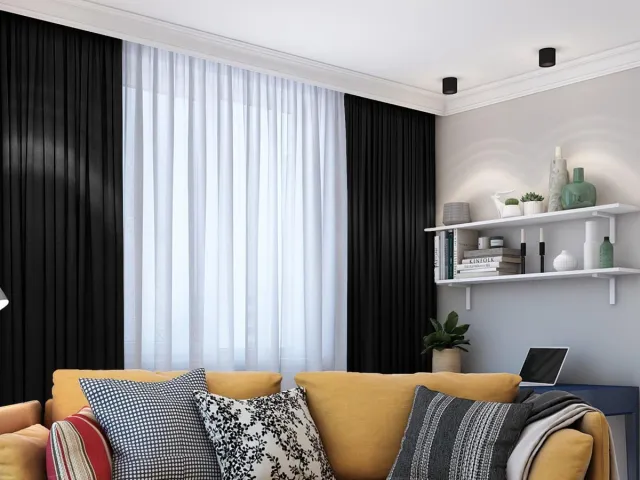 maroyathome LEMONI - Gordijn - Verduisterend - met Plooiband - kant en klaar - 150 x 260 cm - 150 cm breedte en 260 cm lengte - Zwart - 1 Stuk