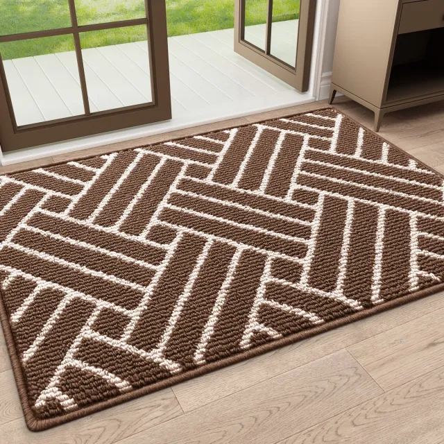 OLANLY Deurmat - Binnenmat - Makkelijk schoon te maken en vuilafstotend - Opname van water en antislip - 50x80 cm - Koffiekleurig
