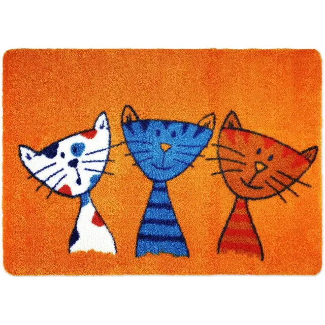 Ibenzoa Duurzame en Vriendelijke Entree Mat met Charmante Kat Motief - 40x60 cm orange