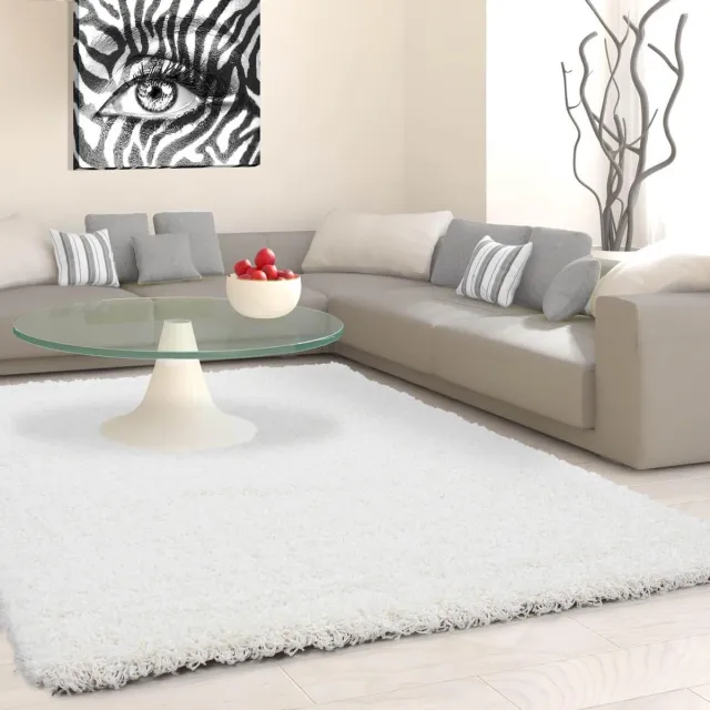 Ayyildiz Hoogpolig vloerkleed, effen kleur - crèmekleurig, geschikt voor de woonkamer, met jute achterkant, afmeting: 80 x 250 cm