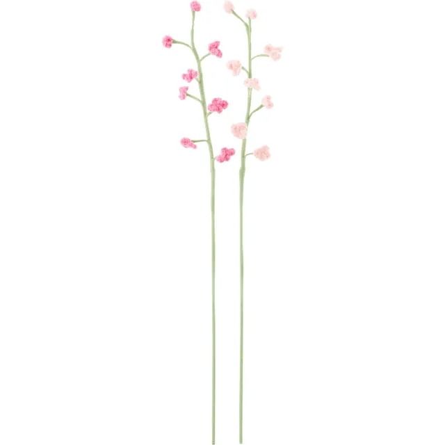 J-Line decoratie Bloem Gehaakt - polyester - roze - set van 2