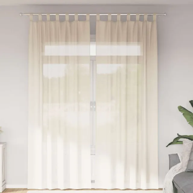 vidaXL Gordijnen voile met Tab Top 2 st crèmekleurig