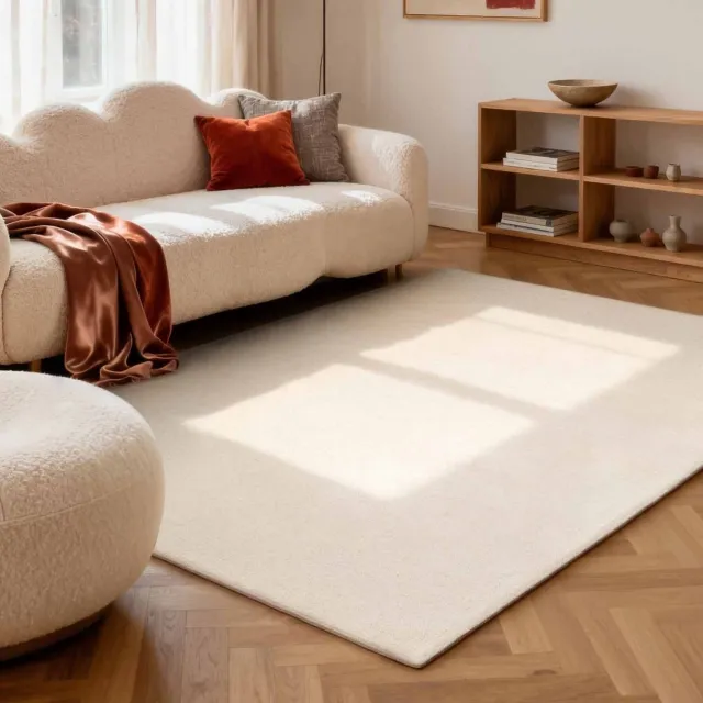 Elle Decoration Puristic wollen vloerkleed Knots Naturel/Wit - 200 x 290 cm - (L) Beige