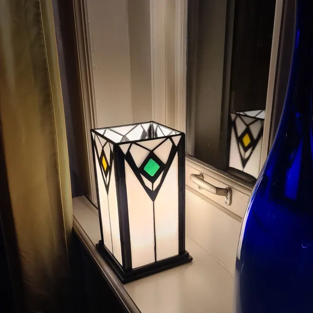 Coloured by Art Tiffany Tafellamp/Windlicht 4 Seasons - Art Deco Trade Wit
