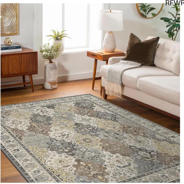 RFWR Vloerkleed 160x230cm Wasbaar Antislip Vintage Tapijt voor Woonkamer, Slaapkamer, Kantoor Mozaïek Nacht