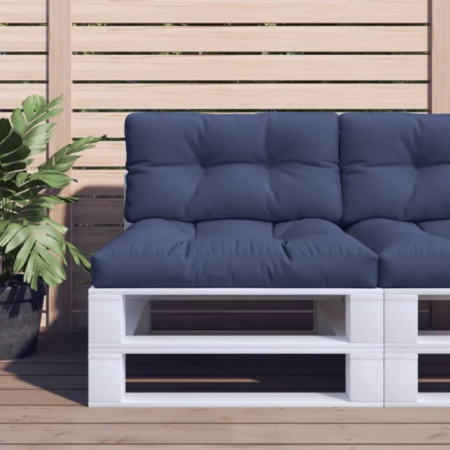 vidaXL Palletkussenset 70x40x12 cm stof marineblauw
