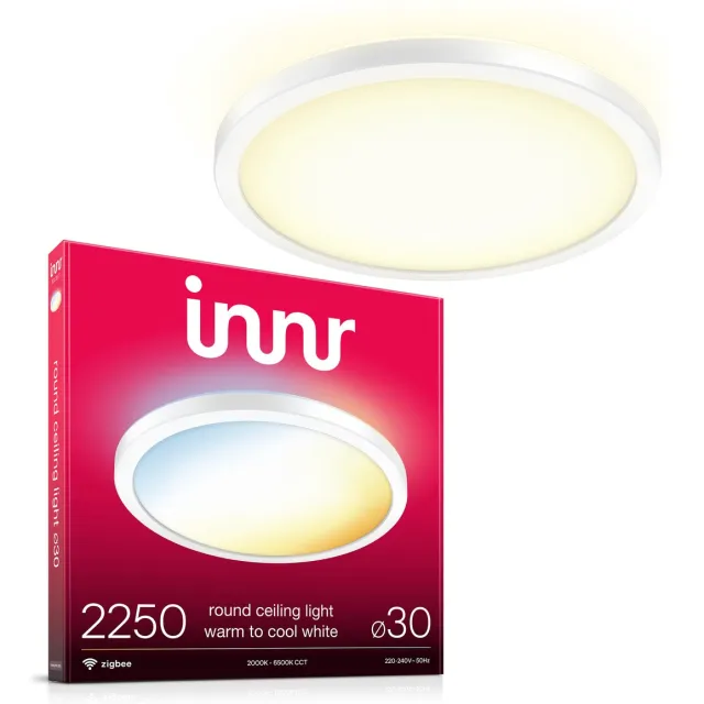 innr Smart Plafondlamp - 30cm - Zigbee - geschikt voor Philips Hue - LED plafonniere warmwit tot koelwit licht - slimme lamp - dimbaar - 2250 Lumen Warm tot koel wit