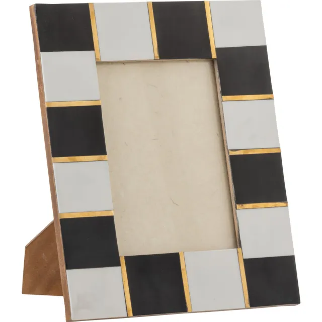 J-Line Fotokader | glas | wit - zwart - goud | 26x14x (h)21 cm