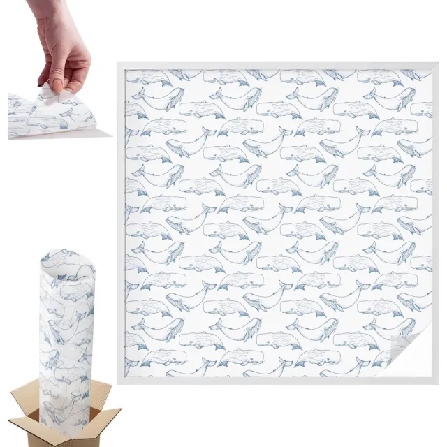 TULUP Raamfolie Anti inkijk - Inspiratie uit de zee Anti inkijk Raamfolie - 100x100 cm - Wit Raamfolie Tegen inkijk - Zelfklevende Anti inkijk Folie Glas in Lood - Voor de badkamer, slaapkamer, hal - Zonwerende Raamfolie Glas in Lood Wit - Inspiratie uit de zee