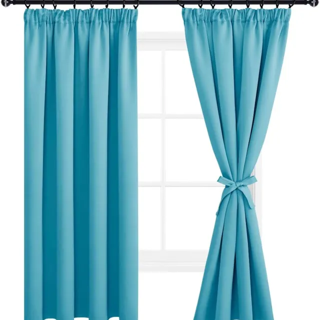 Ibenzoa Donker Thermogordijn - Woonkamer, Slaapkamer - 175x140cm (2 Stuks) blauw