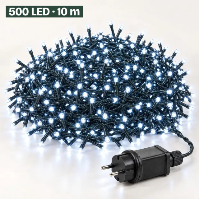 Levano Kerstverlichting Buiten - Kerstboomverlichting - 500 LED 10 m - Wit Licht - Clusterverlichting met Timer - Lichtsnoer Binnen en Buiten - Kerstlampjes - Kerstlichtjes - 8 Lichtfuncties met Geheugen - Kerstversiering - Buitenverlichting