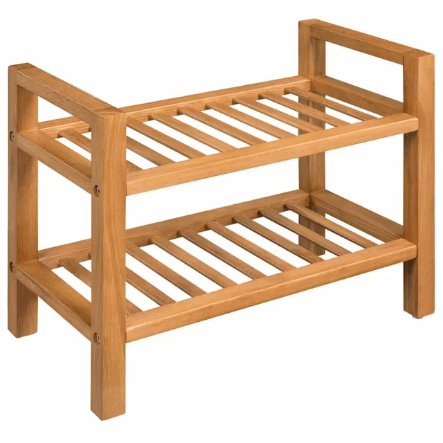 vidaXL Schoenenrek met 2 schappen 50x27x40 cm massief eikenhout Bruin