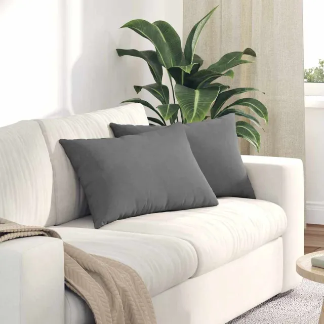 vidaXL Sofa Kussens 2 st Microvezel Stof Donkergrijs 60 x 40 cm