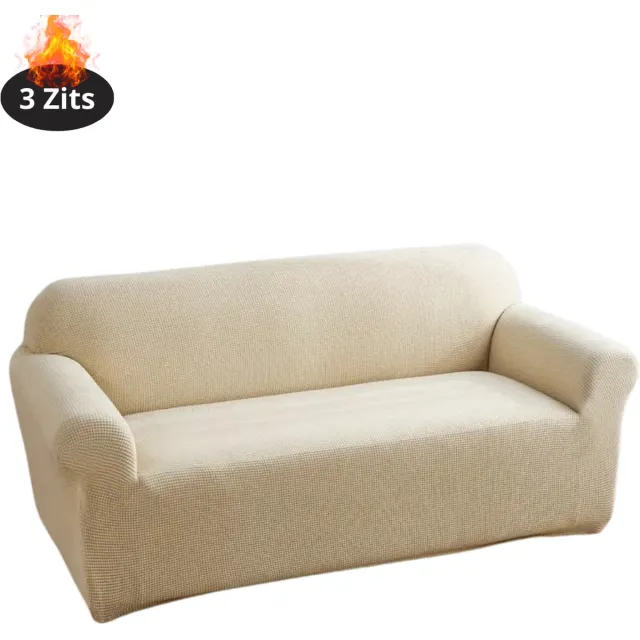 Livano Bankhoes - Bankbeschermer - Stretch - Sofa Cover - Effen - Beige - 3 Zits