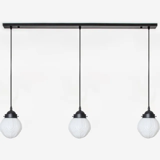 Coloured by Art 3 x Victory lampen aan plafondbalk Moonlight - Art Deco Trade Zwart