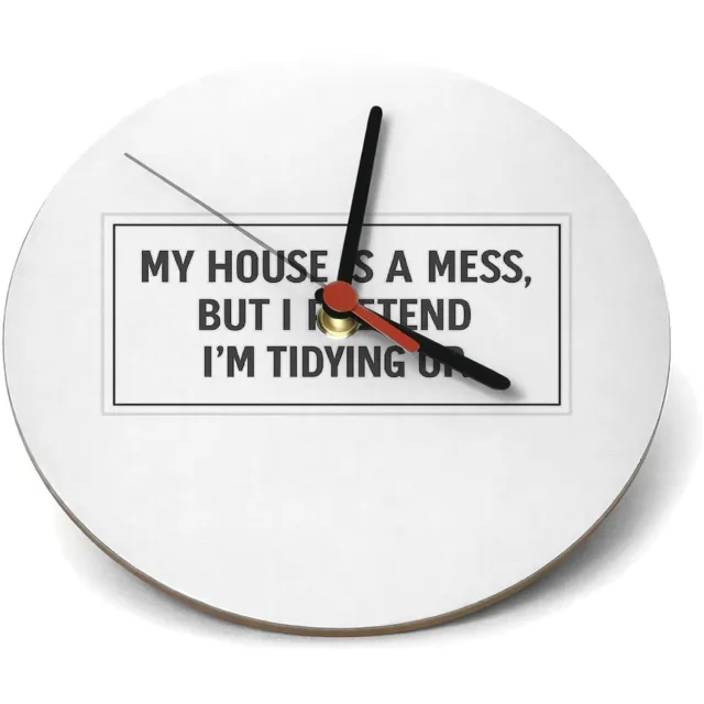 Mr Cadeautjes Klok rond Ø 19 - design Nette minimalistische typografie met droge zelfspot, maar da | cadeau Wit