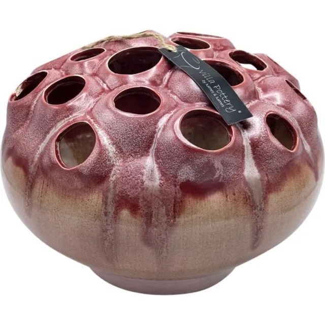 Villa Pottery Roze Rode vaas Coral 30x30x22 rood