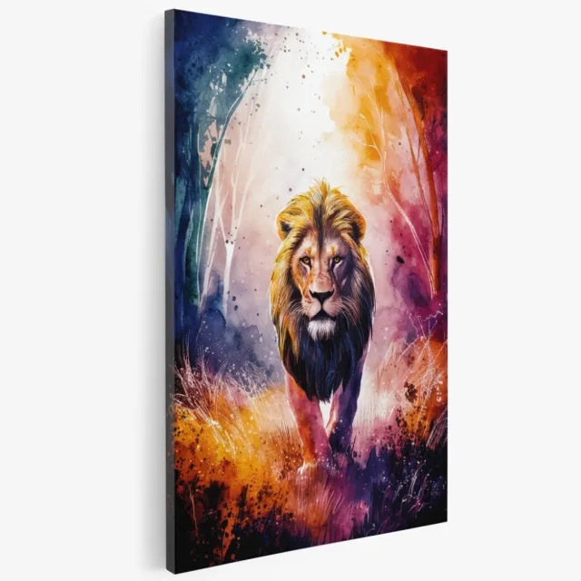 Saammp Canvas Schilderij - Abstracte Leeuw - Afrika - Dieren - 40x60 - Foto op canvas - Wanddecoratie - Muurdecoratie Woonkamer - Slaapkamer decoratie - Canvas Print Multicolor