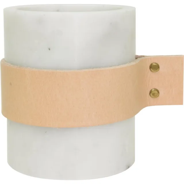 TAK Design Vaas Carlo L - Incl. Lederen Band - Marmer - 8 x 22 cm - Wit
