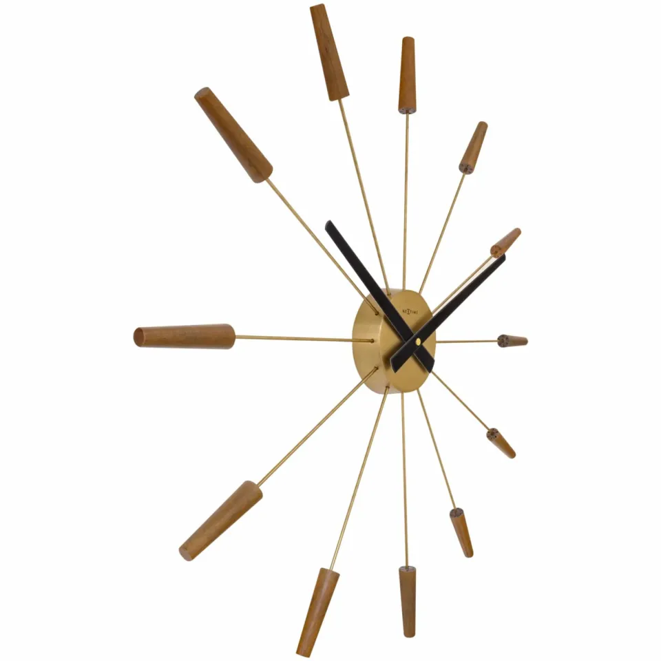 NeXtime Grote wandklok 58 cm - Geruisloos - Hout/roestvrij staal - "Plug-Inn", foto 3