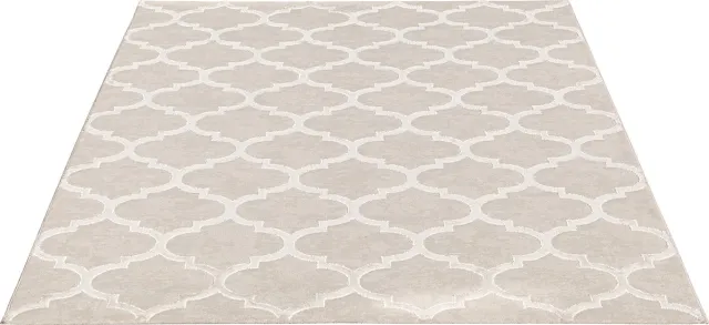 the carpet Vloerkleed Knight Elegant, Hoge kwaliteit, Woonkamerkleed, Zachte korte pool, 3-D effect, Glanzende design elementen, Hoog-Laag structuur, Beige, 80 x 150 cm