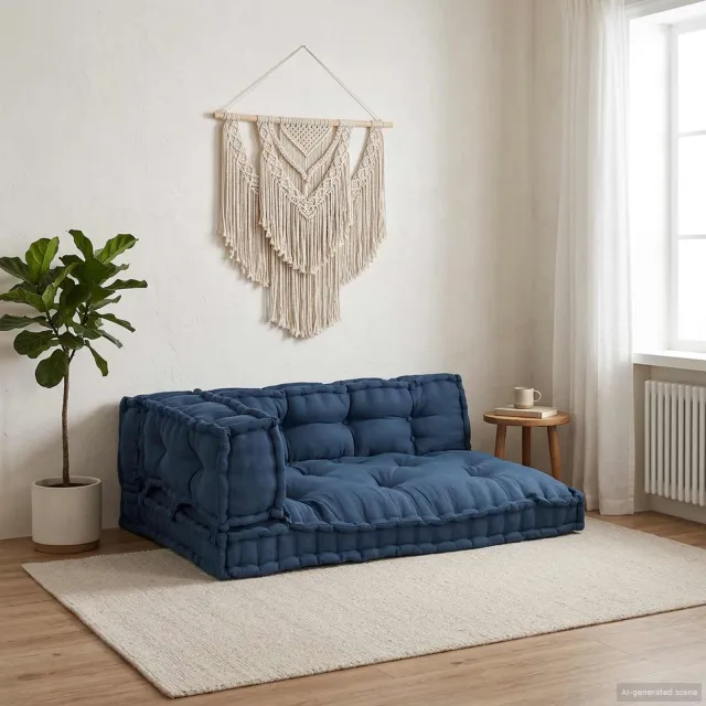 vidaXL Pallet Sofa Kussen 3 st Stof Indigo 120 x 80 x 38 cm Blauw