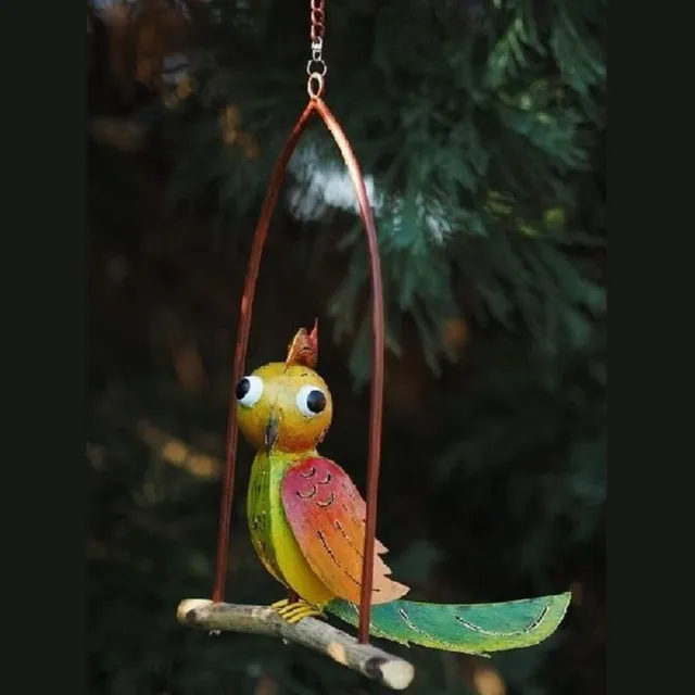 Bronzartes Hanger - Schommel voor gekleurde vogel - 45 cm hoog bruin