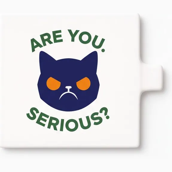Bedruk King Grappige Kat Keramische Tegel – Are You Serious Quote Wanddecoratie Cadeau voor Kattenliefhebbers Wit