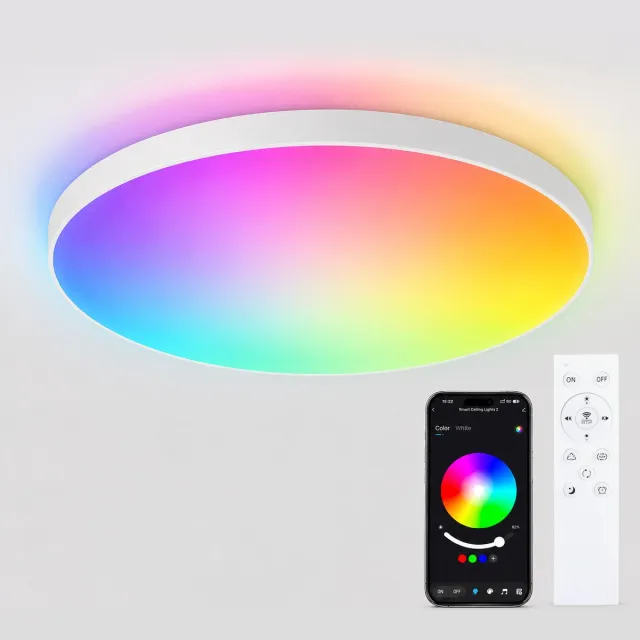 LOVHAUS LED Plafondlamp Wit 30 cm – 24W – RGB – Dimbaar – Met Afstandsbediening en App