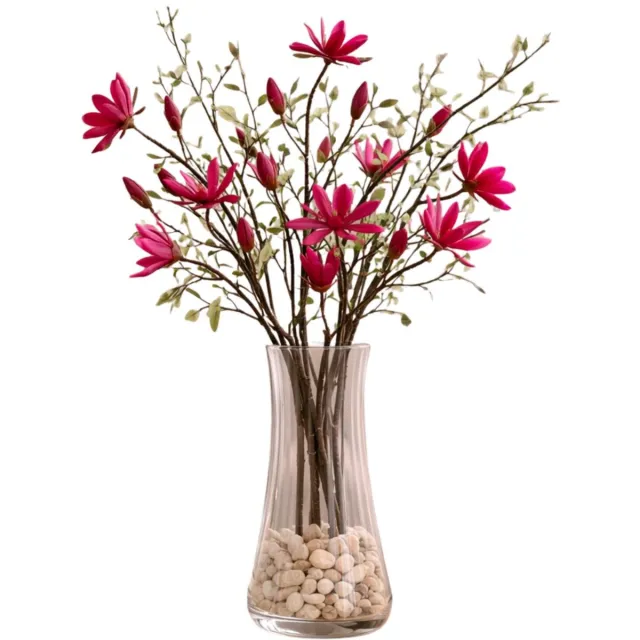 Mica Decorations Kunstbloemen - 4x - magnolia tree - donkerroze - 80 cm - siertakken - boeket - stelen