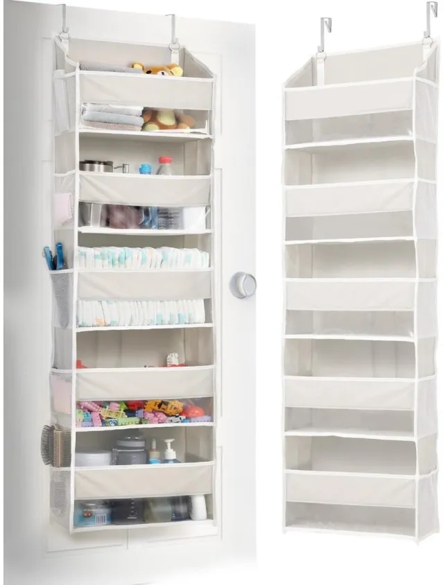 GelldG Schoenenorganisator Boven de Deur - 5-Lagen Opbergorganizer - Opvouwbaar Hangend Opbergrek - Geschikt voor Slaapkamer, Badkamer en Keuken - Stof - 38x17x140cm 米wit
